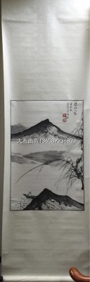 黑伯龙山水开三作品原裱挂轴