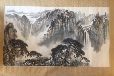 解维础作品（已售），泰山松云图